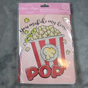 Party Ideas Valentines OLIVE+PIPER 3 Pack Diamond Painting‎ Cards Popcorn